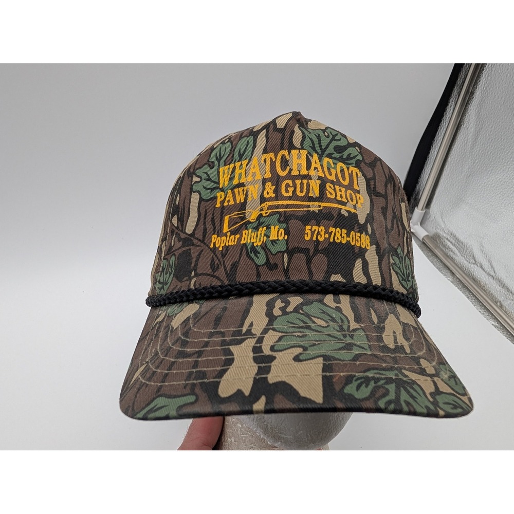 Cobra Caps Whatchagot Pawn & Gun Shop Camo Snapback Trucker Hat Leaf Camouflage